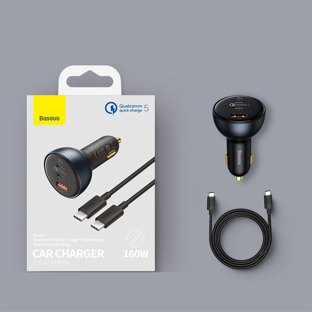 Baseus TZCCZM-0G USB-A / USB-C car charger 160W PPS / QC 5 / PD - gray 20