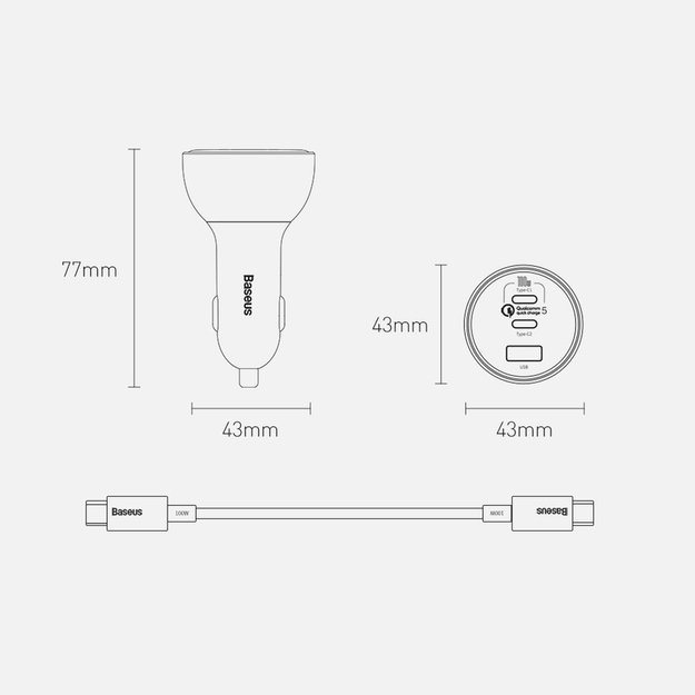 Baseus TZCCZM-0G USB-A / USB-C car charger 160W PPS / QC 5 / PD - gray 19