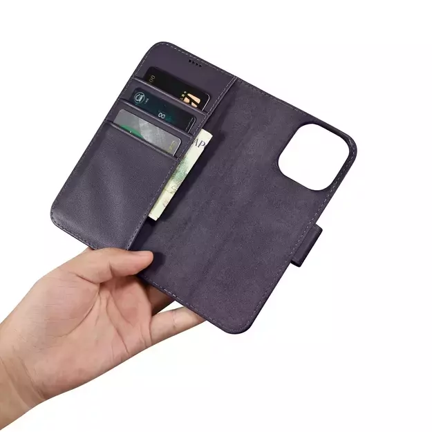 iCarer Wallet Case 2in1 Cover iPhone 14 Pro Max Anti-RFID Leather Flip Case Dark Purple (WMI14220728-DP) 24