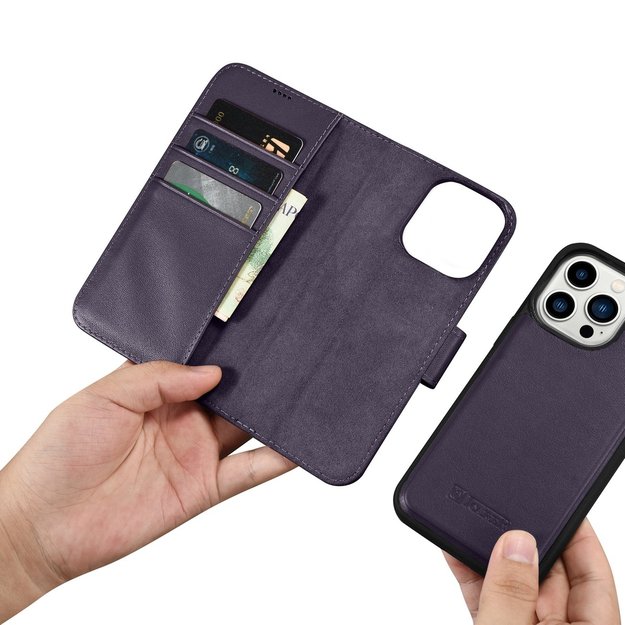 iCarer Wallet Case 2in1 Cover iPhone 14 Pro Max Anti-RFID Leather Flip Case Dark Purple (WMI14220728-DP) 29