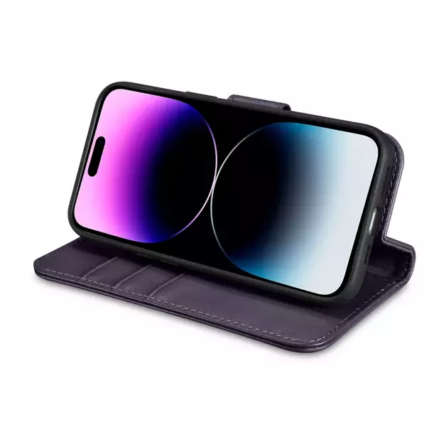 iCarer Wallet Case 2in1 Cover iPhone 14 Pro Max Anti-RFID Leather Flip Case Dark Purple (WMI14220728-DP) 19