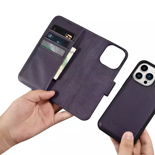 iCarer Wallet Case 2in1 Cover iPhone 14 Pro Max Anti-RFID Leather Flip Case Dark Purple (WMI14220728-DP) 25