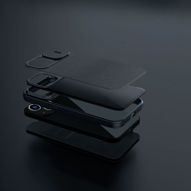 Nillkin Qin Cloth Pro Case Case for iPhone 14 Plus Camera Cover Holster Cover Flip Case Gray 2