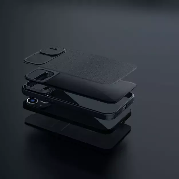 Nillkin Qin Cloth Pro Case Case for iPhone 14 Plus Camera Cover Holster Cover Flip Case Gray 22