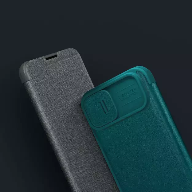 Nillkin Qin Cloth Pro Case Case for iPhone 14 Plus Camera Cover Holster Cover Flip Case Gray 32