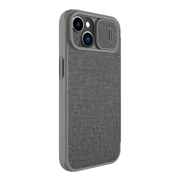 Nillkin Qin Cloth Pro Case Case for iPhone 14 Plus Camera Cover Holster Cover Flip Case Gray 15