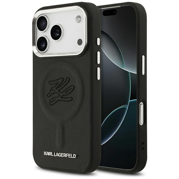 Karl Lagerfeld Initial &amp  Metal Logo MagSafe Case for iPhone 17 Pro Max - Black