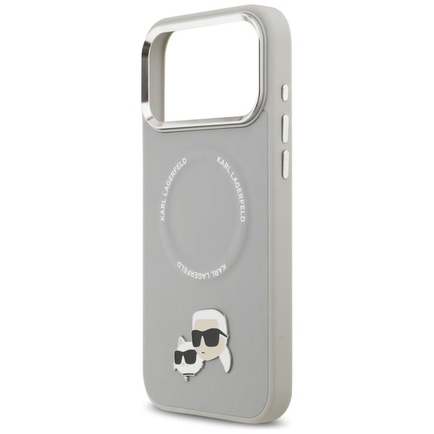 Karl Lagerfeld Karl &amp  Choupette Pins MagSafe Case for iPhone 17 Pro Max - Gray 5