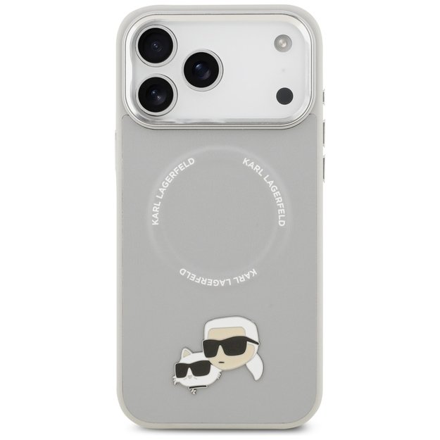 Karl Lagerfeld Karl &amp  Choupette Pins MagSafe Case for iPhone 17 Pro Max - Gray 2