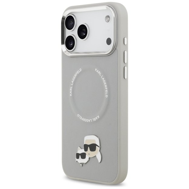 Karl Lagerfeld Karl &amp  Choupette Pins MagSafe Case for iPhone 17 Pro Max - Gray 1