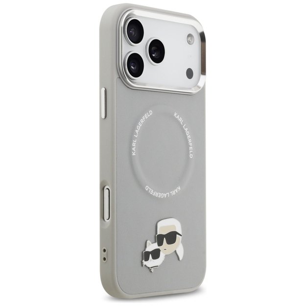 Karl Lagerfeld Karl &amp  Choupette Pins MagSafe Case for iPhone 17 Pro Max - Gray 3