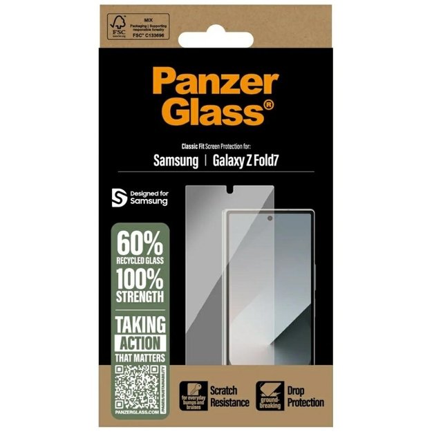 PanzerGlass Classic Fit Tempered Glass for Samsung Galaxy Z Fold 7 3