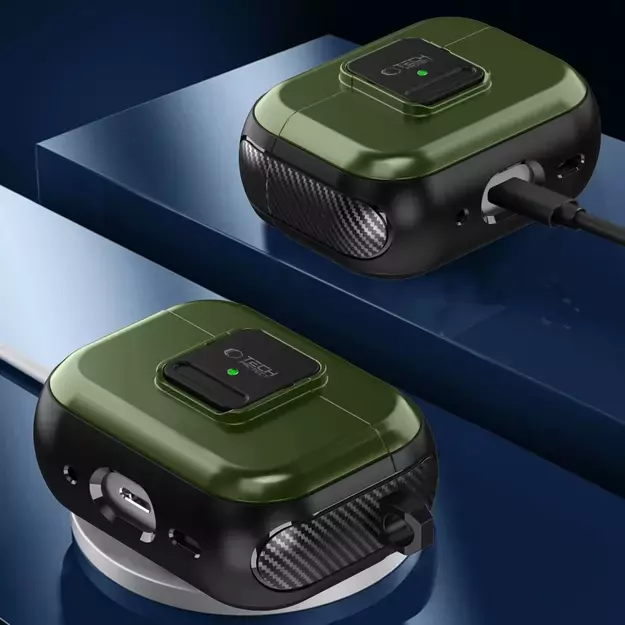 Tech-Protect Defender Hook MagSafe Case with Carabiner for Apple AirPods Pro 1 / 2 - Green 9