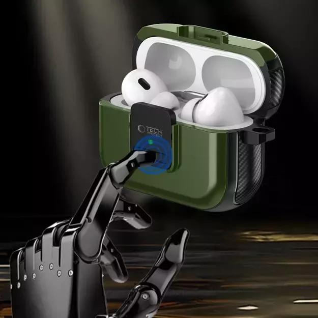 Tech-Protect Defender Hook MagSafe Case with Carabiner for Apple AirPods Pro 1 / 2 - Green 8
