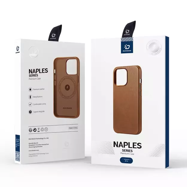 Dux Ducis Naples case for iPhone 14 magnetic leather case MagSafe brown 9