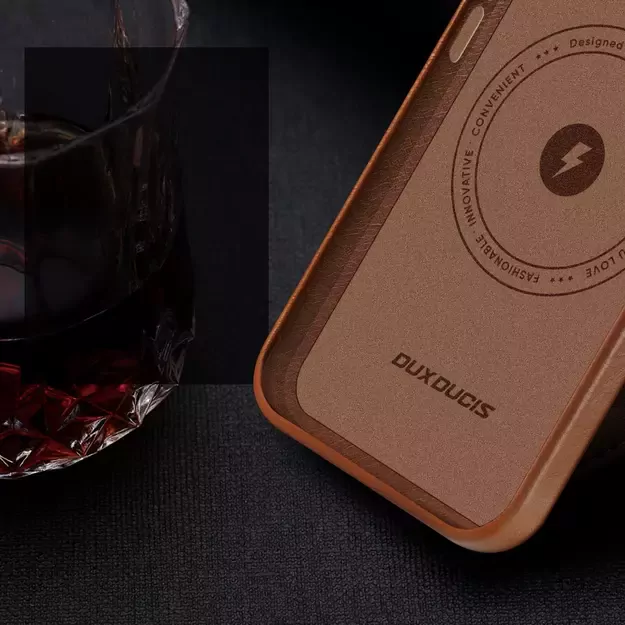 Dux Ducis Naples case for iPhone 14 magnetic leather case MagSafe brown 4