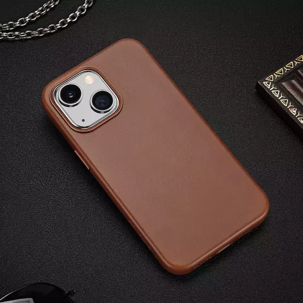 Dux Ducis Naples case for iPhone 14 magnetic leather case MagSafe brown 7