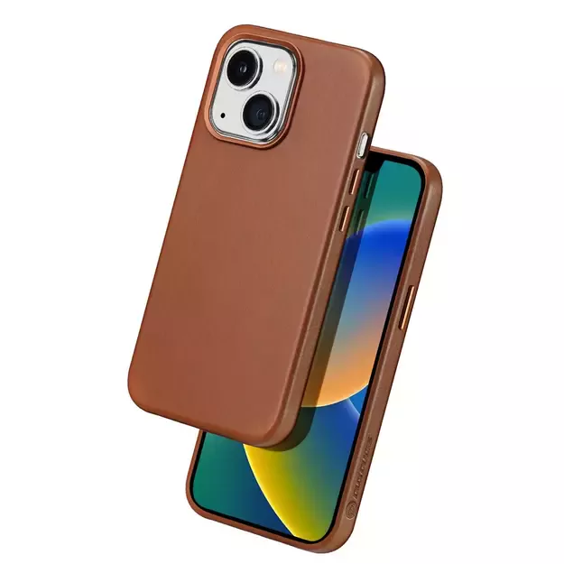 Dux Ducis Naples case for iPhone 14 magnetic leather case MagSafe brown 1