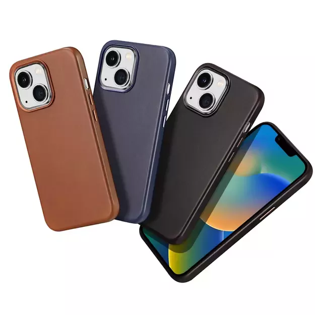 Dux Ducis Naples case for iPhone 14 magnetic leather case MagSafe brown 10