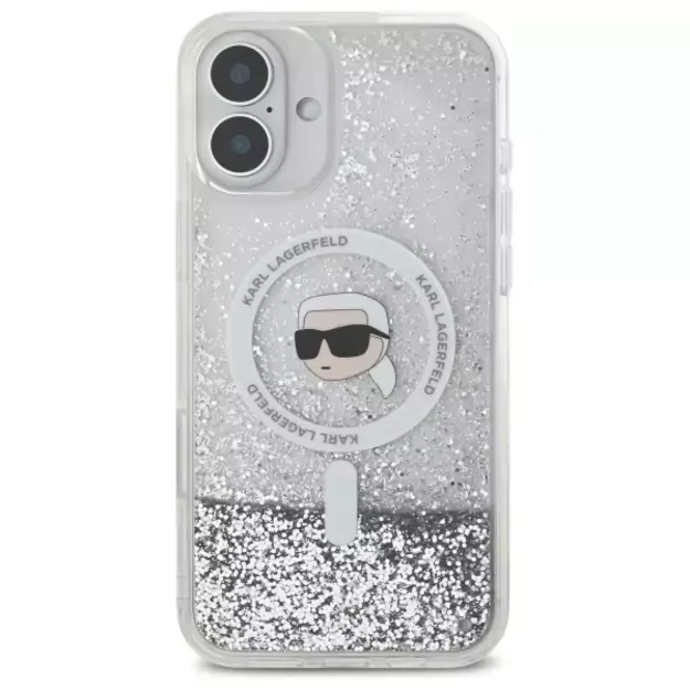 Karl Lagerfeld Liquid Glitter Karl Head Magsafe iPhone 16 Case - Clear 8