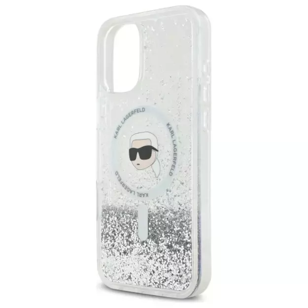 Karl Lagerfeld Liquid Glitter Karl Head Magsafe iPhone 16 Case - Clear 11
