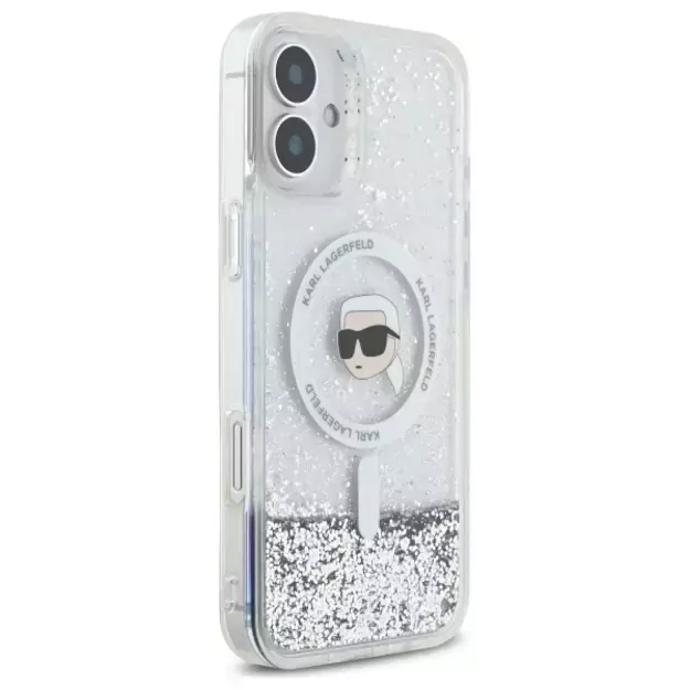 Karl Lagerfeld Liquid Glitter Karl Head Magsafe iPhone 16 Case - Clear 9
