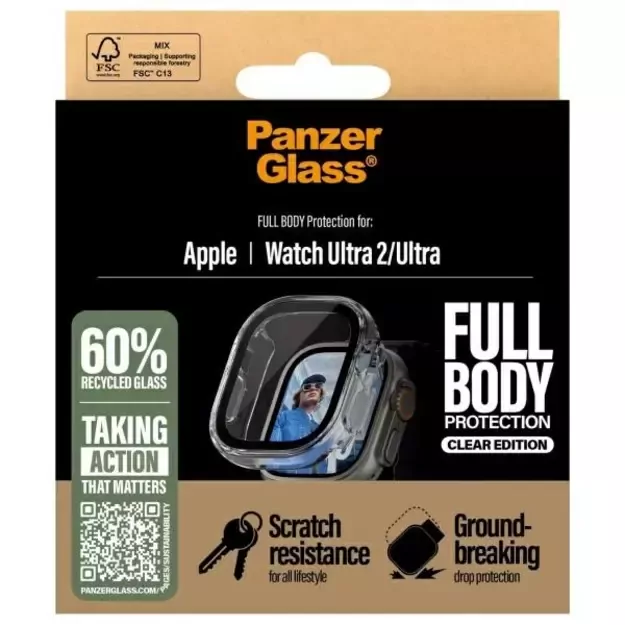 PanzerGlass Snappie Full Body Tempered Glass for Apple Watch Ultra 2 - Clear 6