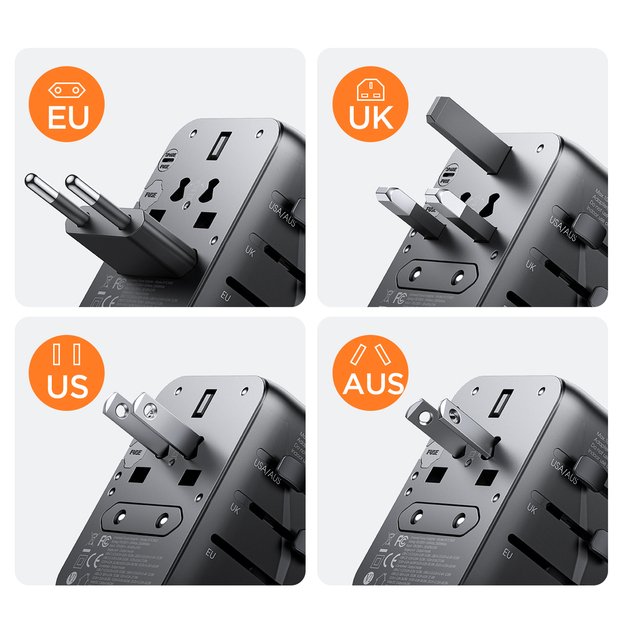 Joyroom JR-TCW01 Travel Adapter Universal 17W EU / US / UK / JP / AU / CN - Black 8