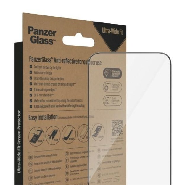 PanzerGlass Ultra-Wide Fit antibacterial tempered glass with glare filter and positioner for iPhone 14 Pro Max 7