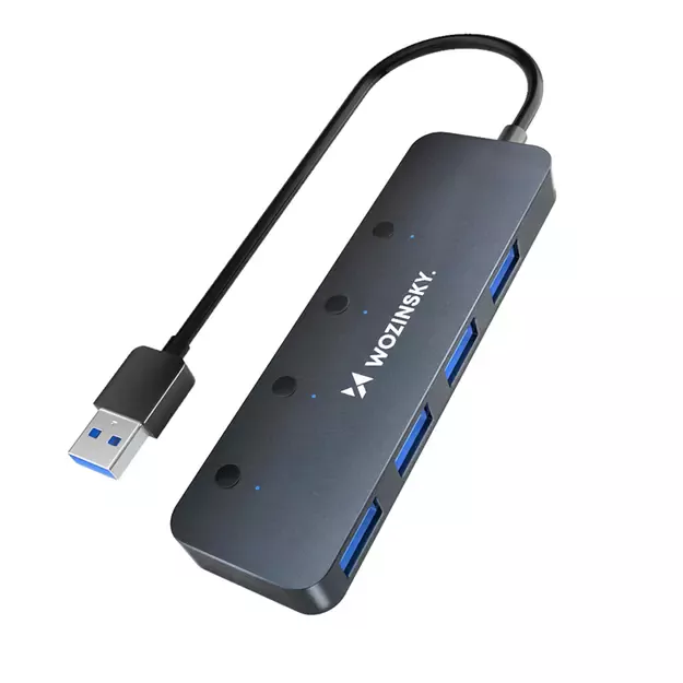 USB-A Hub Wozinsky WHS080YSS 4 x USB-A 3.0 with individual switches, aluminum, with 30 cm cable - gray 6