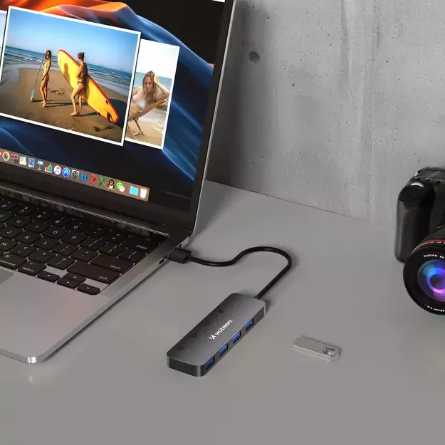USB-A Hub Wozinsky WHS080YSS 4 x USB-A 3.0 with individual switches, aluminum, with 30 cm cable - gray 8