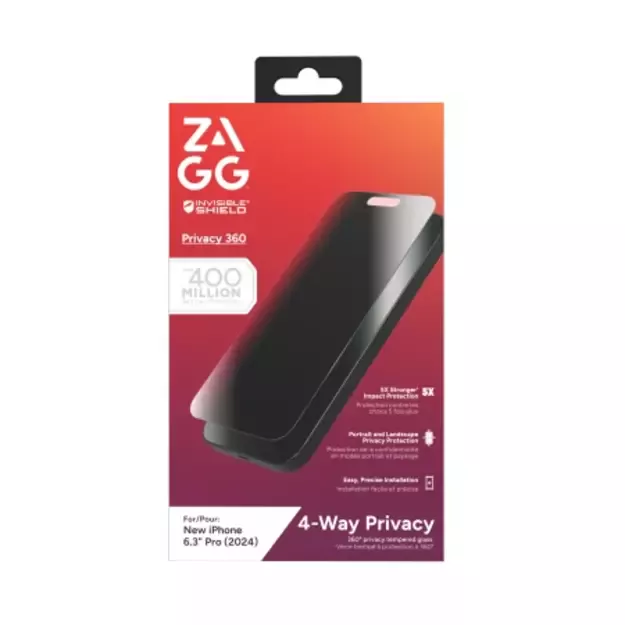 ZAGG InvisibleShield Glass Elite Privacy 360 for iPhone 16 Pro