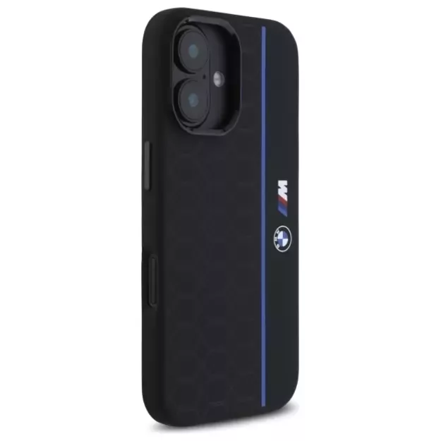 BMW Silicone Hexagon Blue Line MagSafe iPhone 16 Case - Black 10