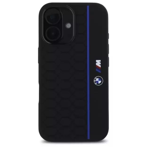 BMW Silicone Hexagon Blue Line MagSafe iPhone 16 Case - Black 9
