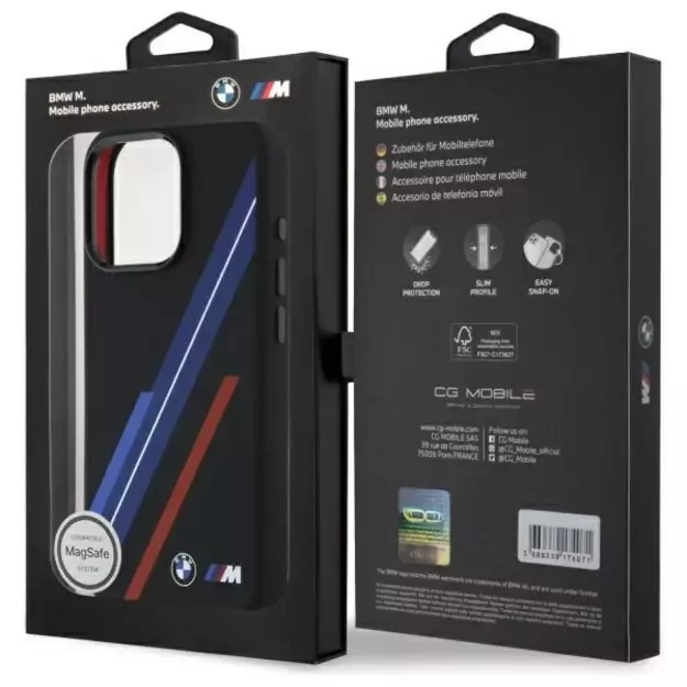BMW Silicone Random Lines MagSafe Case for iPhone 16 Pro Max - Black 14