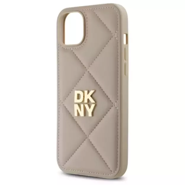 DKNY Quilted Stack Logo iPhone 15 Plus Case - Beige 12