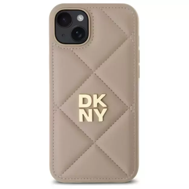 DKNY Quilted Stack Logo iPhone 15 Plus Case - Beige 9