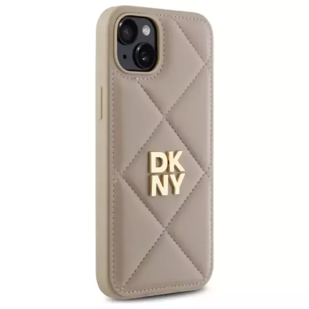 DKNY Quilted Stack Logo iPhone 15 Plus Case - Beige 10