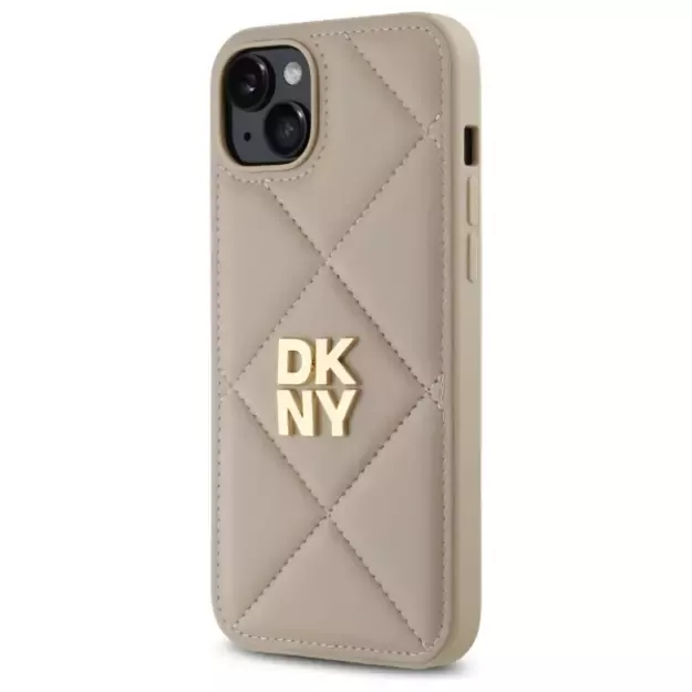 DKNY Quilted Stack Logo iPhone 15 Plus Case - Beige 8