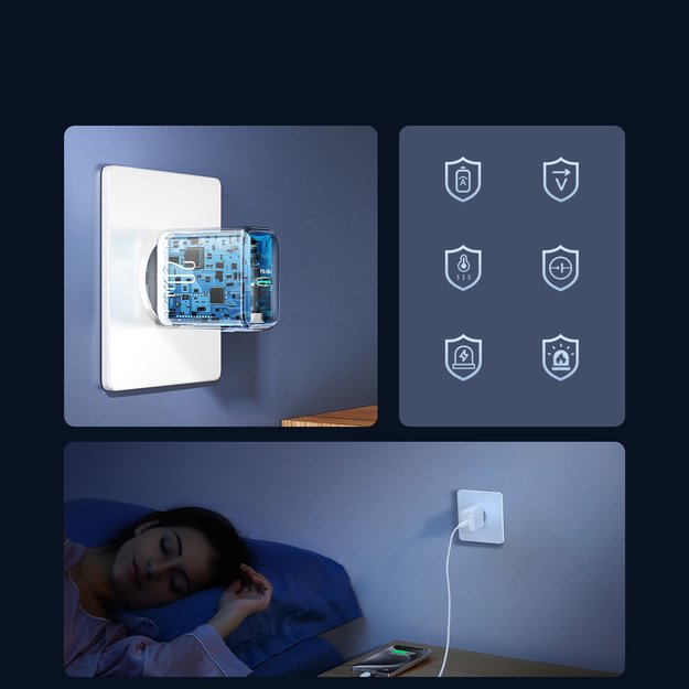 Joyroom JR-TCF20 USB-C PD 20W network charger - white + USB-C / Lightning cable 1m 10