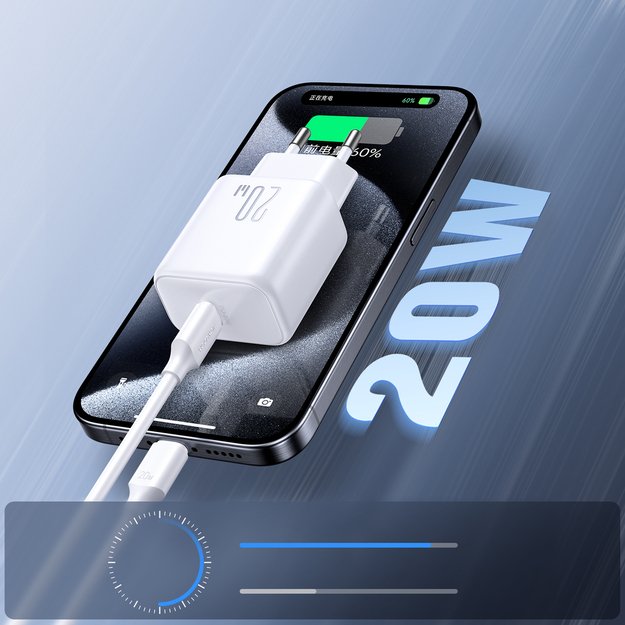 Joyroom JR-TCF20 USB-C PD 20W network charger - white + USB-C / Lightning cable 1m 7