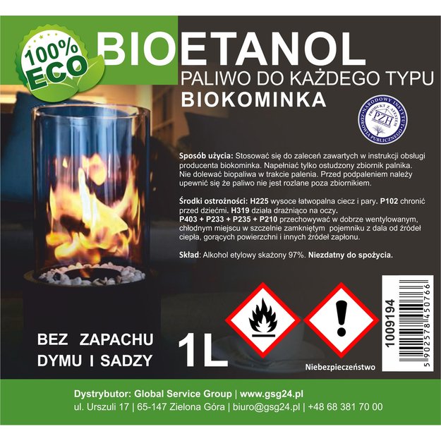 Bioalcohol bioethanol BIO fuel for biofireplace 1L 1