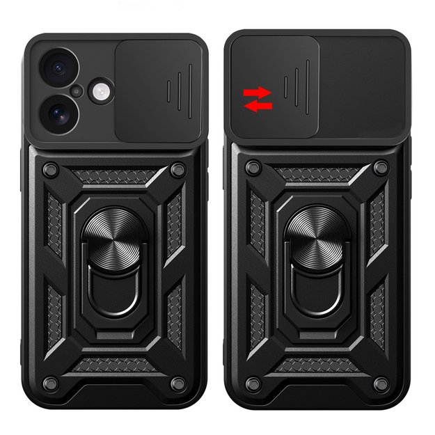 Hybrid Armor Camshield iPhone 17 Case with Stand and Camera Cover - Black 8