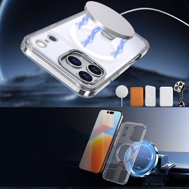 Hybrid Armor X Case for iPhone 17 Pro Max with Stand, Compatible with MagSafe - Transparent 3