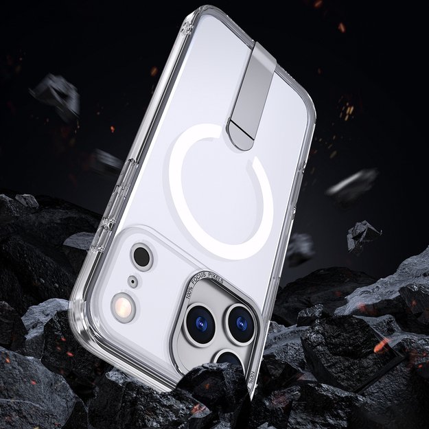 Hybrid Armor X Case for iPhone 17 Pro Max with Stand, Compatible with MagSafe - Transparent 4