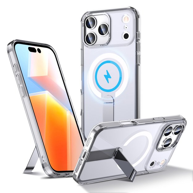 Hybrid Armor X Case for iPhone 17 Pro Max with Stand, Compatible with MagSafe - Transparent 1