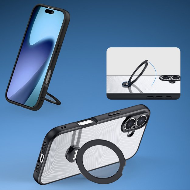 Dux Ducis Aimo Mag Case with Magnetic Ring and Stand for iPhone 17 – Black 3