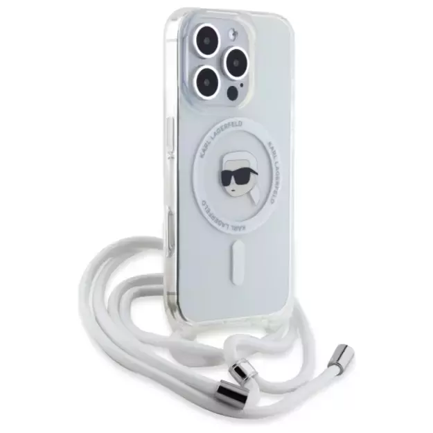 Karl Lagerfeld Crossbody IML Karl Head Magsafe Case for iPhone 16 Pro - Clear 8