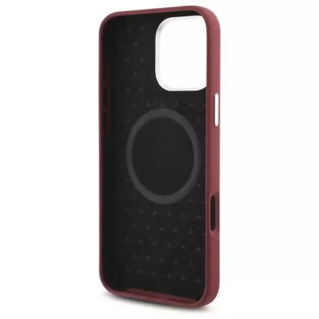 Mercedes Silicone White Stripe MagSafe Case for iPhone 16 Pro Max - Red 6