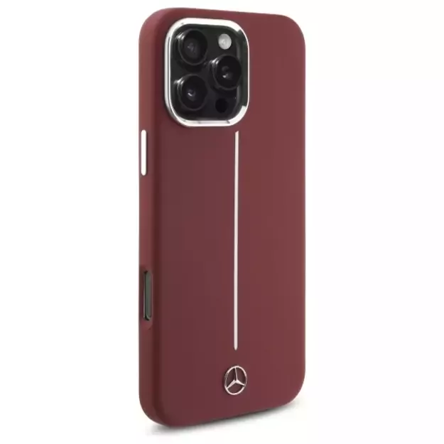 Mercedes Silicone White Stripe MagSafe Case for iPhone 16 Pro Max - Red 3